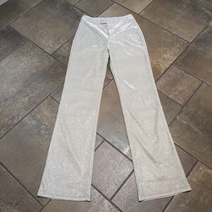 SLA The Label Golden Shimmer Flat Front Trouser Dressy Evening Pants Size XS